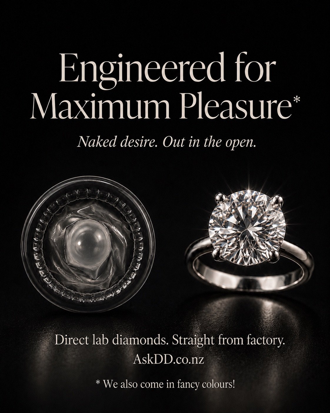Engineered for maximum pleasure* — *we also come in fancy colours.